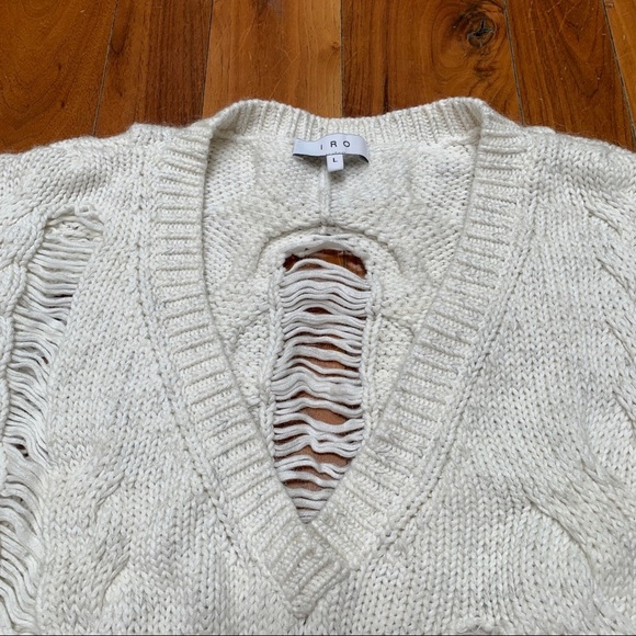 IRO Fighla Distressed Sweater White Alpaca, Wool Blend L - Picture 7 of 14